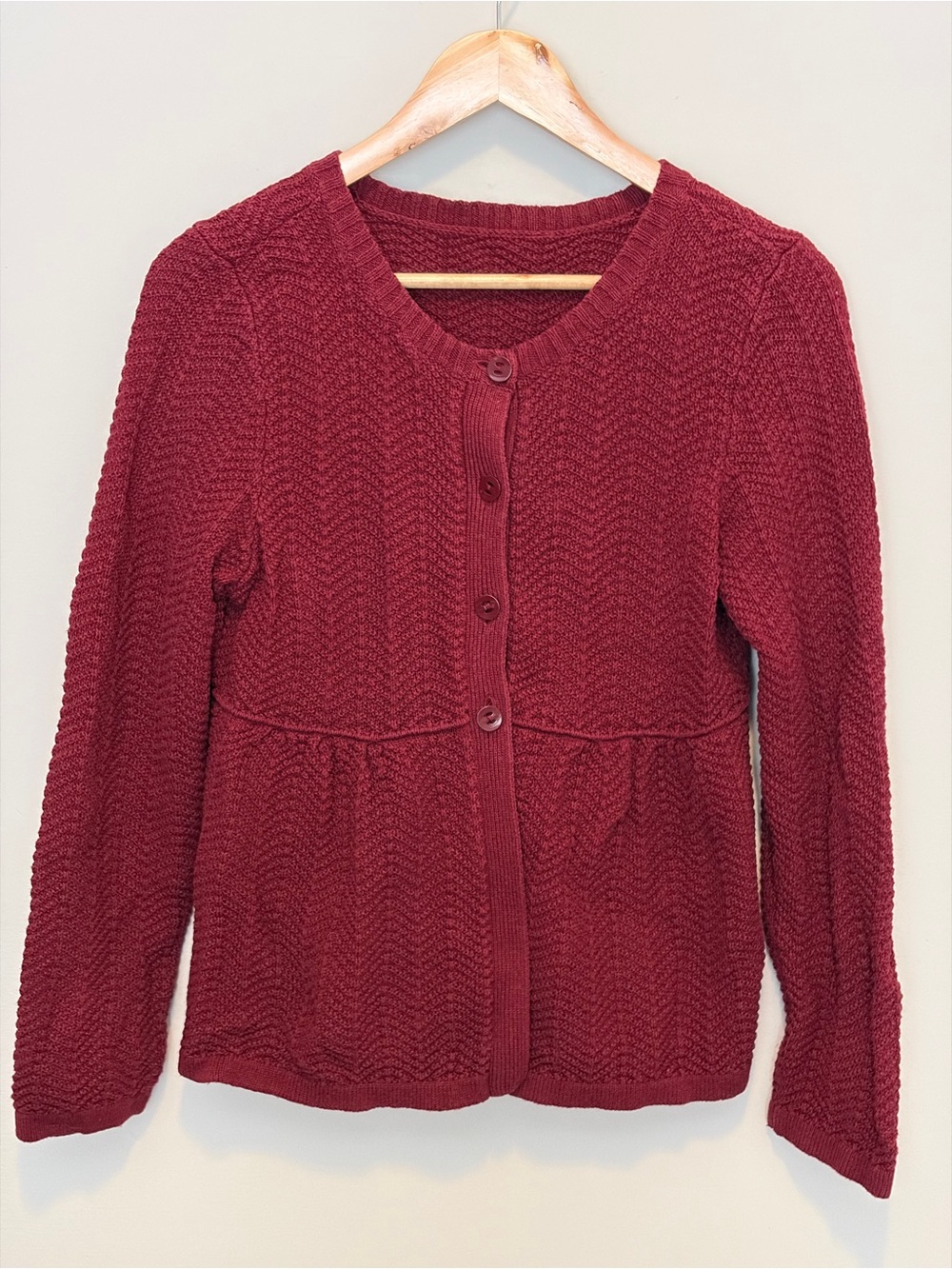 Christopher & Banks Burgundy Knit Button-Front Cardigan